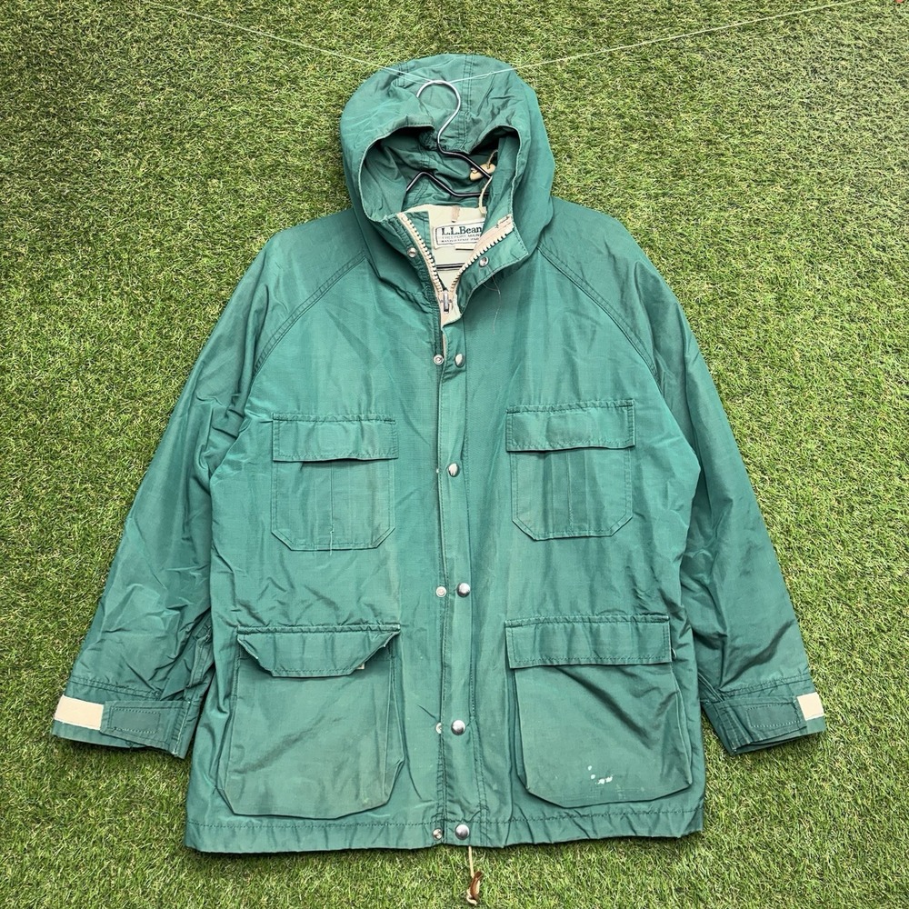 Vintage LL Bean Baxter State Parka Jacket Mens Large Green Wool Windbreaker Work